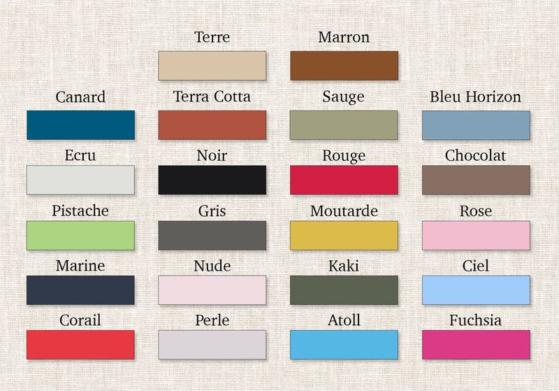 Le nuancier des 22 couleurs de toile